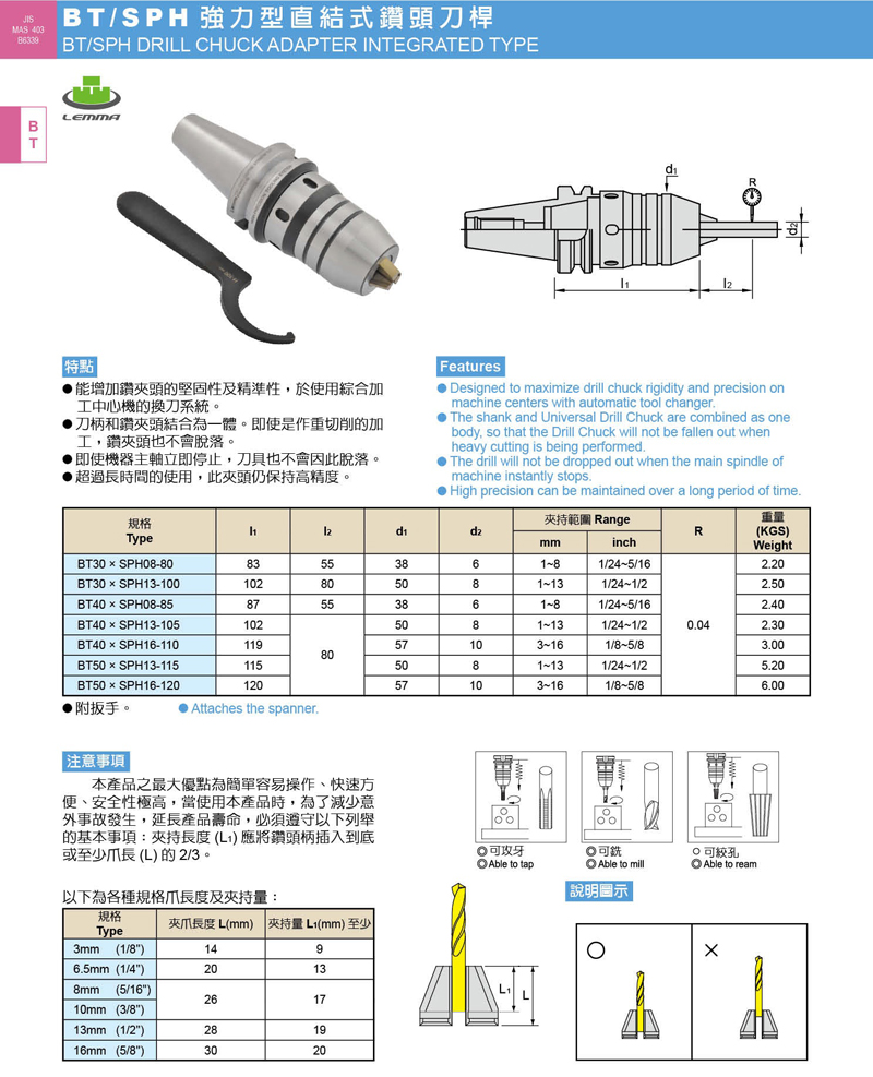 BT/SPH 强力型直结式钻头刀杆